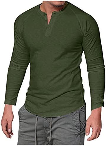 Тениски BEUU с копчета на шията за мъже, Солдатская Тениска Henley с дълъг ръкав и V-образно деколте, Спортни Панталони