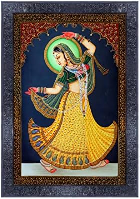 pnf Раджастански миниатюрна живопис Художествени Дървени Рамки с Акрилен лист (Кристал) 1029 (10 * 14 инча, различни цветове,