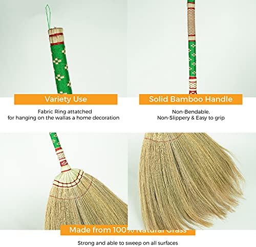 SN SKENNOVA - Азия Бамбук пръчка за метли с Пълна бродерии, тъкани от найлон нишки дръжка (Тайландски модел 2,