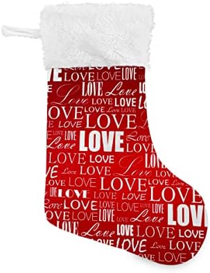Коледни Чорапи С Надпис Love, Червено-Бели Плюшени Белезници От Мерсеризованного Кадифе, Семеен Празник, Персонални Голям