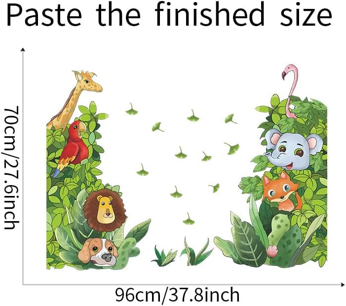 Clest Verdure Мультяшные Животни Тропически Зелени Растения Тематична Стикер на Стената за Детска Спалня Хол