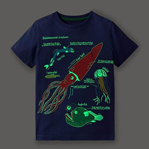 Тениска с Къс Ръкав на Базата на космически кораб за момчета с Картина на Морски Живот, Детска Мъжка Лятна