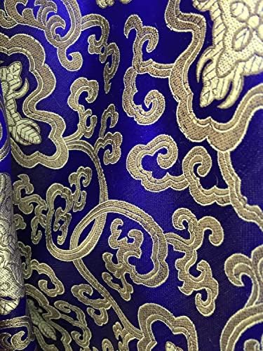 Adelaide Royal Blue Златна Китайска Парчовая Сатен Плат двор - 10058
