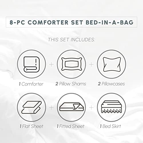 Комплект спално бельо Elegant Comfort®, устойчиви на бръчки, Копринено-Мек в ивицата Доби, състоящ се от 8 теми,