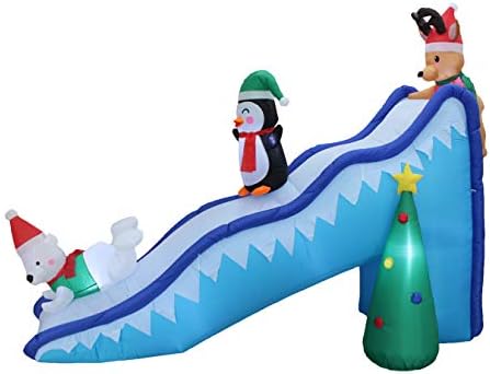 Стоки BZB Дължина от 9 Фута Коледен Надуваем Пингвин, Северният Елен, Бяла Мечка, Коледно Дърво, Весело Трио, Слайд-Декор