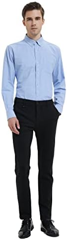 Мъжки ризи MGWDT, Оксфорд Риза с копчета и дълъг ръкав, Класическа в памучна Блуза, Устойчив На бръчки