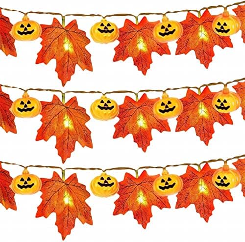 TODOZO Отделението отделение за Деня на Благодарността и Хелоуин, led венец с кленов лист, Венец за вътрешно и външно