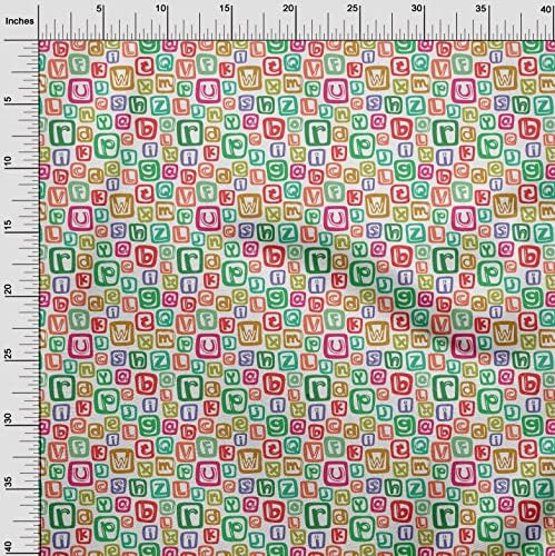 oneOone Памучен поплиновая саржевая зелена тъкан, детски материал за шиене с азбука, кърпа с принтом ширина 56 см