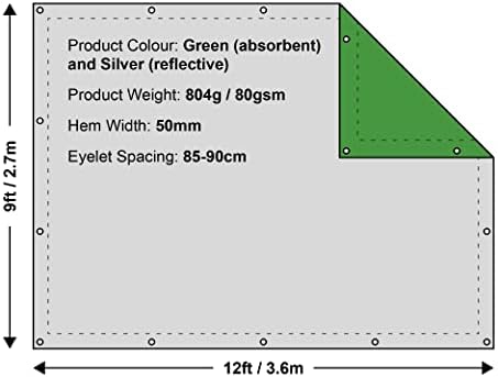 Брезент all ye фейтфул TARP129 3,6 x 2.7 m / 12 x 9 фута - Зелено / Сребро
