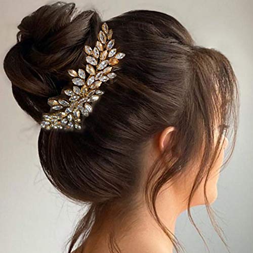 Zoestar Кристален сватбена лоза за косата на булката, булчински шапки, сватбени аксесоари за коса с цветя, за жени
