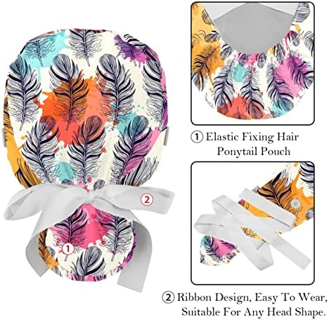 2 Опаковане на Женската Работна шапка с Копчета, Завязанной Отзад на Панделка, Многоцветни Пеперуди в Лента, която