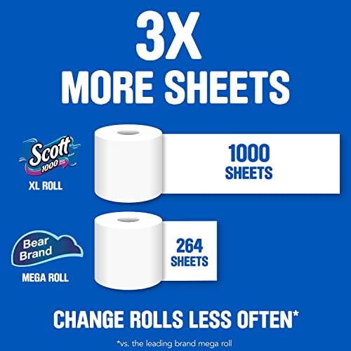 Тоалетна хартия Scott 1000, 32 конвенционални ролка, безопасна за септични ями, 1-Слойная Тоалетна хартия, 8 слоя (опаковка
