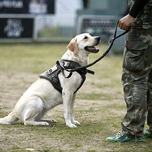 VIVOI Тактическа Шлейка за кучета и Бънджи-каишка за кучета, Регулируема Военен Жилетка за кучета K9 с Гумена дръжка за