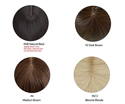 Briiwii 13см * 15см коприна основа за коса от човешки косъм, topper за коса за жени с редеющими сива коса, 4 затягане (