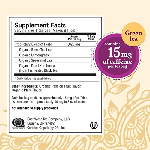 Чай за йога - Зелен чай гъбички (6 опаковки) - Съдържа антиоксиданти за поддържане на цялостното здраве - Съдържа