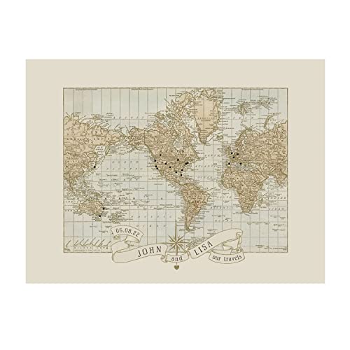 Персонализираната Карта на Света, с Бутоните за Годишнина от сватбата