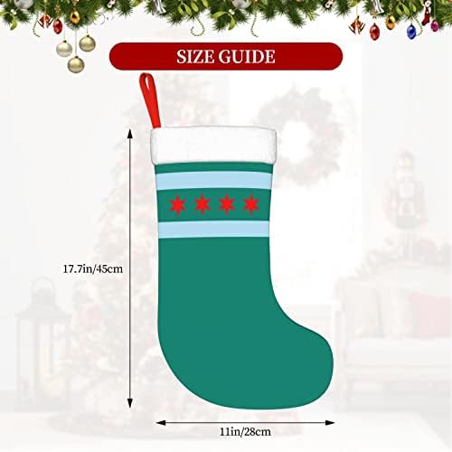 Cutedwarf Флаг Чикаго Коледен Отглеждане На Коледна Украса Класически 18 Инча(А) А) Камина, Окачен Чорап