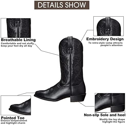 Каубойски ботуши femflame за мъже, Оръфан Работни обувки с кръгло бомбе, Бродирани Западните Обувки, Традиционни