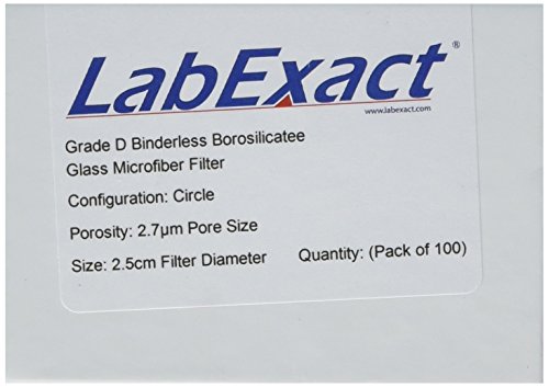 Филтър от микрофибър LabExact 1200362 Grade D Glass, боросиликатное стъкло, без халки, 2,7 хм, 2,5 см (опаковка по