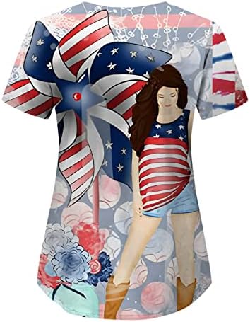 4 юли, потници за жени, забавно сладко ежедневна блуза в патриотичен стил, ризи с къси ръкави и принтом хартата на