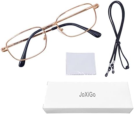 Очила за четене JoXiGo за Мъже И Жени В Метална Правоъгълна Рамка с Удобен Пружинным тръба на шарнирна връзка