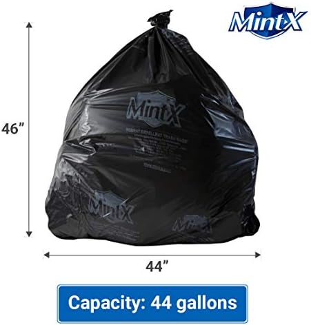 Торби за боклук с репеллентом от гризачи Mint-X, 1,7 Мил, Плоско уплътнение, височина 46 x дължина 40, черни (опаковка