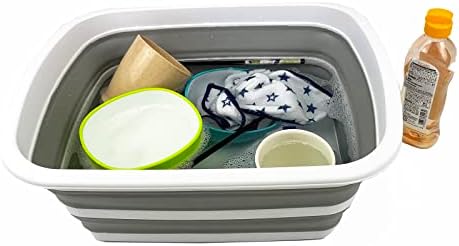 Разборная вана SAMMART обем от 10 литра (2,6 литра)-Сгъваема вана за миене на съдове-Преносим мивка за миене на съдове-Компактна