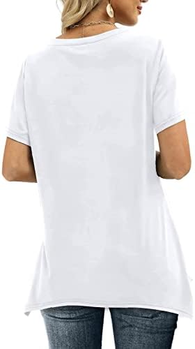 Дамски Дрехи с Къс Ръкав 2023, Памучен Тениска с V-образно деколте, Основна Блуза Свободно, Намаляване, Лятна Есенна Тениска