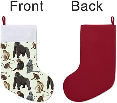 Различни видове Маймуни, Червени Коледни Празници Чорапи, Украса за Дома, Коледна Елха, Висящи Чорапи за Камината
