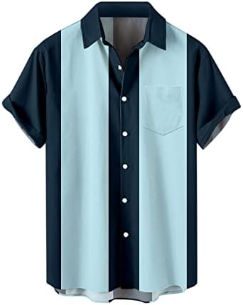 ZDDO Мъжки Ежедневни Ризи с копчета С Къс ръкав Plus Размер Летни Цветни Блокове В стил Мозайка Свободно Намаляване