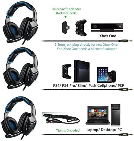 Стерео слушалки за игри на PS4 Xbox One S, SADES SA920PLUS Режийни Слушалки с микрофон с Шумопотискане, бас, меки накрайници
