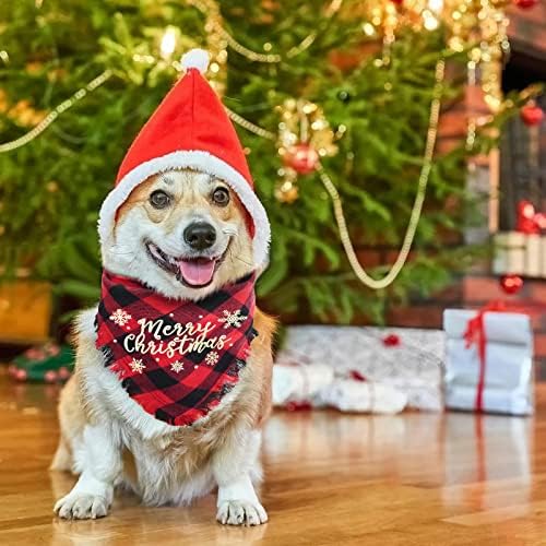 Кърпа за кучета Malier, 2 опаковки, Коледна Класическа Кърпа за кучета в клетка от Бъфало, Шал за домашни любимци,