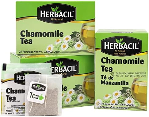Чай с лайка Herbacil, приготвен от цветовете на лайка, без кофеин, 3 опаковки по 25 пакетчета в кутия (75 чаени