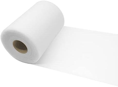 Ролки тюлевой кърпа с размер 6 инча на 100 ярда (300 метра), Бяла Тюлевая лента, Макара за плетене на поли-опаковки,