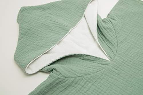 Органични Бебешки кърпи за баня С качулка - Ултра Мек Памук Плат - Шалфейно-зелен - Подходящ За повечето