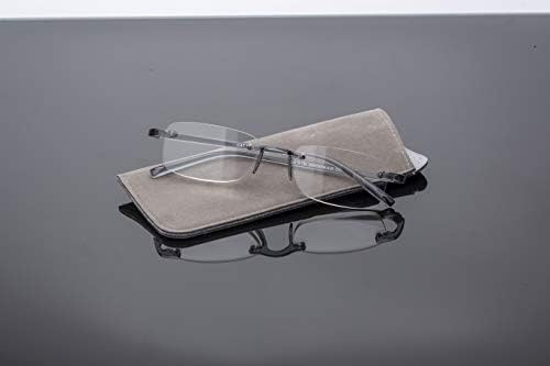Леки Очила за четене Linno без рамки с дужками TR90 за Жени и Мъже - Сив Дужка +3,00