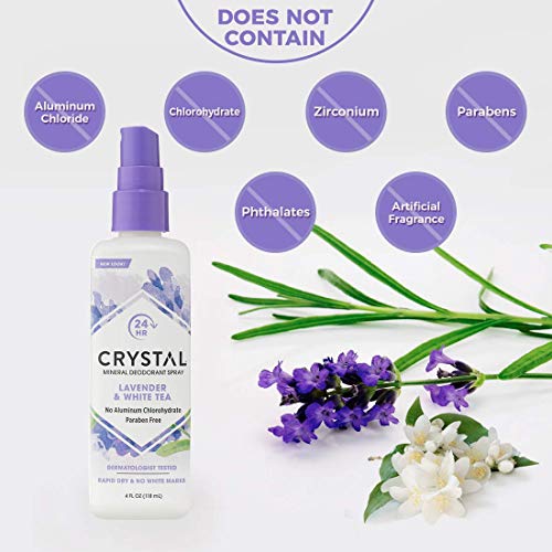 Минерален дезодорант-спрей CRYSTAL™ - Дезодорант за тяло с 24-часова защита от миризмата, спрей с лавандула и бял
