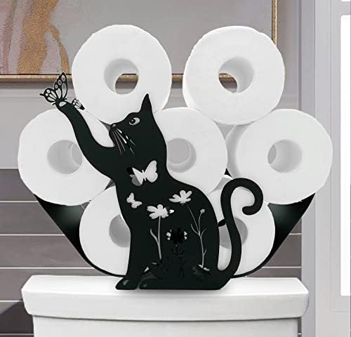 Котешки Черен Метален Държач за Тоалетна хартия, Държачи за хартия във формата на Животни, Декоративен Метален