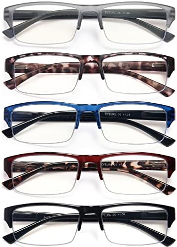 YTDBNS 5 Опаковки Очила За четене, Блокиране на Синята Светлина, За Мъже, Жени, Очила За Четене, Защита От Пренапрежение