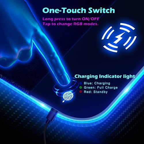 Подложка за мишка MagLoop Wireless Charging RGB мощност 10 W, led Подложка за мишка с безжично зареждане за игри, Детска