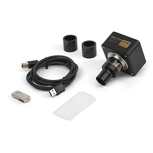 16-Мегапикселова камера Swiftcam за микроскопи, с Намаляващо обектив, Калибровочным комплект, адаптери за очни тръби и кабел