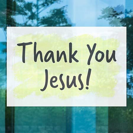 CGSignLab | Вътрешен кръг Християнин - Благодаря Ти, Исус - Жълто Прозрачен Прозорец стикер | 30 x20