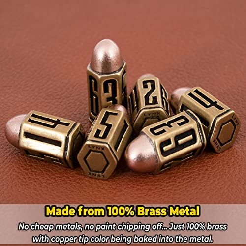 Комплект кубчета Bullet Metal - Шест медни кубчета D6 - Отлични за DND, Warhammer 40k, домашни ролеви игри,