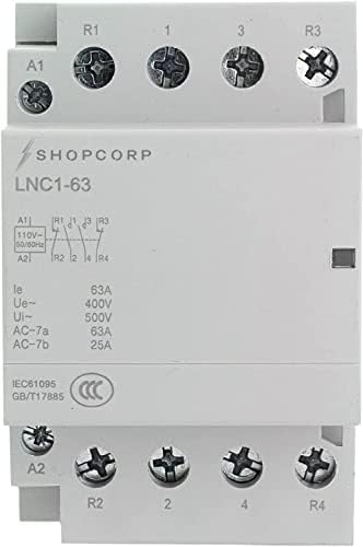 Shopcorp 63 Амперный 4-щифта на контактор 2NO 2NC IEC 400V (тиха работа) – макара 110/120 vac, натоварване