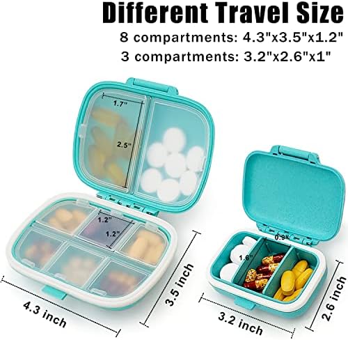 Преносим Калъф за таблетки от 4 опаковки, Органайзер за таблетки за пътуване Два Размера, Влага Малка Кутия за хапчета за