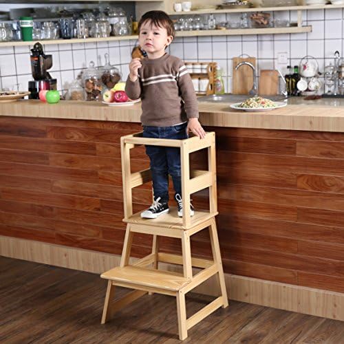Детски Стол за кухня STRUGGLE с Поручнем Сигурност, Конструкция от Масивна Дървесина, модул за Обучение Столче