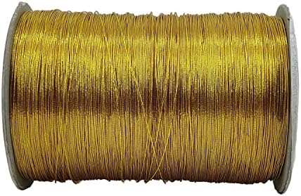 Aumni Crafts Метални нишки Zari 0,1 мм (1 ролка) Златен цвят със Средна меден блясък за Бродерия Aari, Бродерия, Шиене,