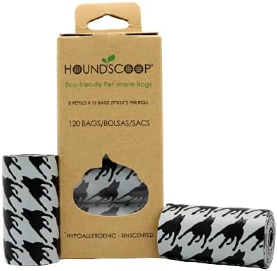 HOUNDSCOOP 120-Брой Торби за отпадъци на домашни любимци - 8 Ролки за пълнене на 15 Роли - Без мирис