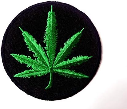 Лого кръг на плевелите от листа на марихуана, бродирани пришивкой на железопътната нашивке за раници, Дънкови якета, дрехи