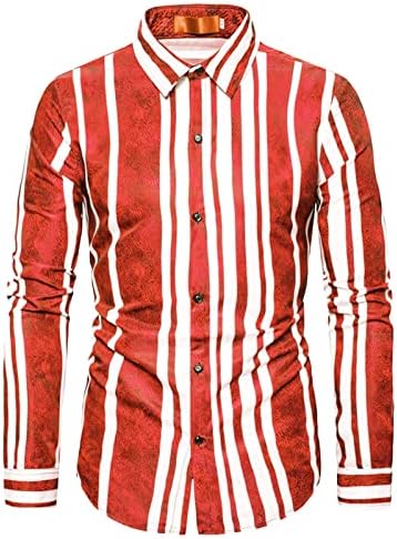 Maiyifu-GJ Стилни Мъжки Ризи с дълъг ръкав на Райета Ежедневни Ризи с копчета, Нормално кацане, Риза С отложным яка, Топ